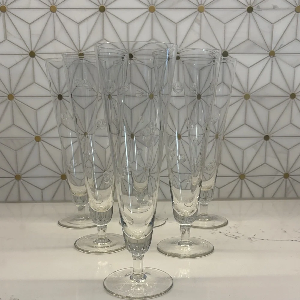 Vintage Polka Dot Champagne Flutes Set of 6